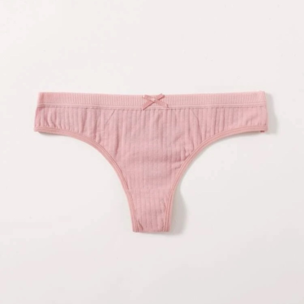 New Pink XL Ribbed Thong Panties